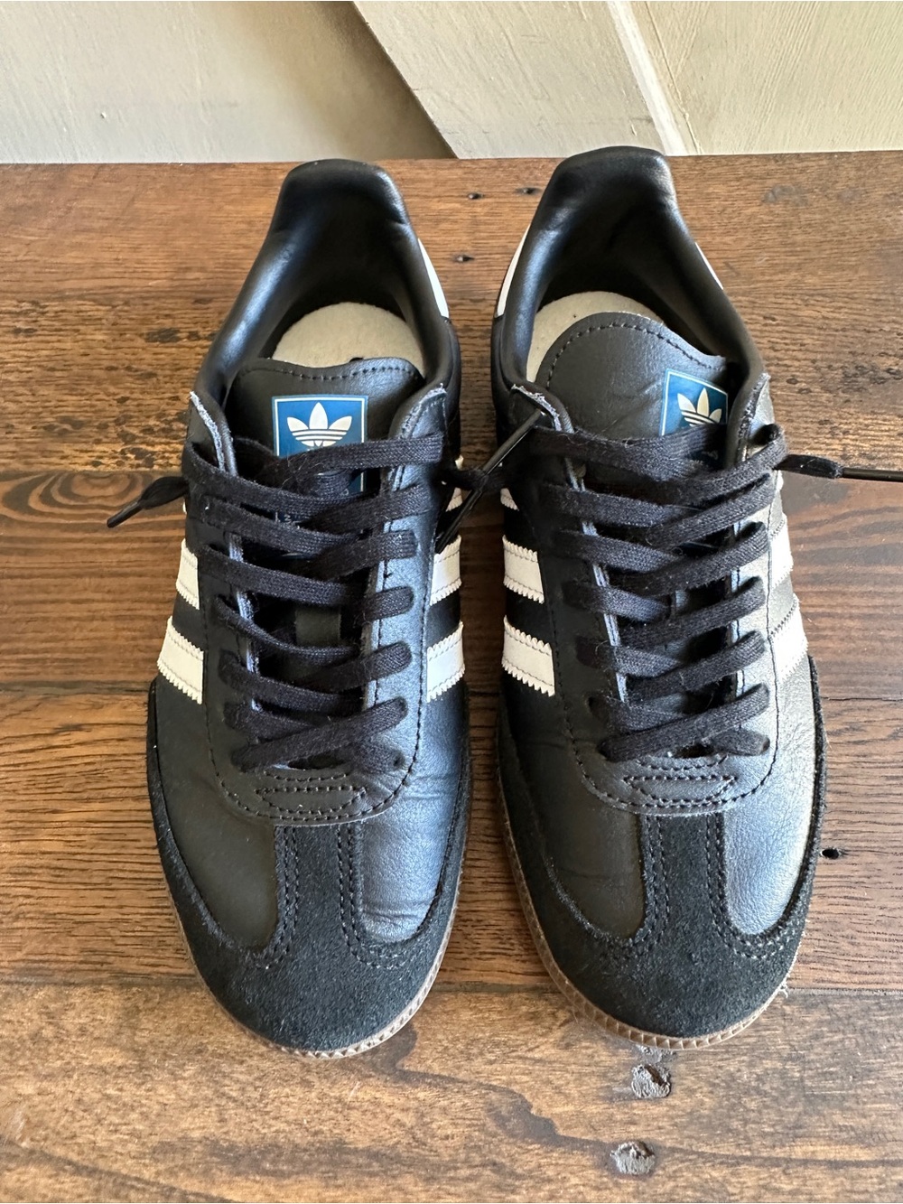 Adidas Kids Grade School Samba OG Black White Gum Leather Sneakers US 4 EU 36 - Picture 2 of 9